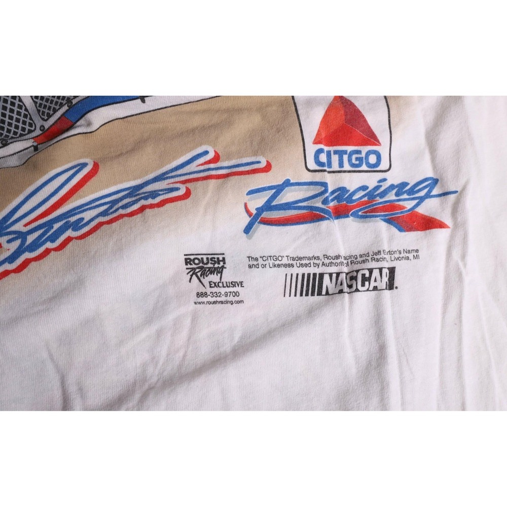Vintage Jeff Burton NASCAR Citgo Racing T-Shirt White XL 99 Speed Machine Hanes - Picture 3 of 8